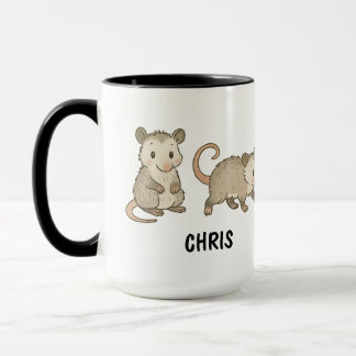 Custom Hand Drawn Cute Opossum Coffee Mug
