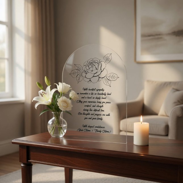 Custom Hand Drawn Flower Sympathy Acrylic Card Invitations (Creator Uploaded)