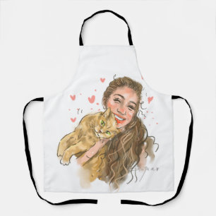 Custom Hand - Drawn Portrait Apron Personalised