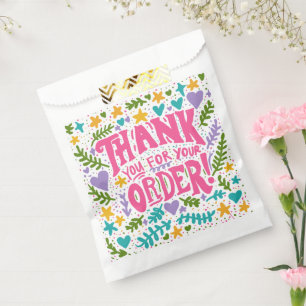 Custom Hand Drawn Thank You for Small Business  Favour Bag