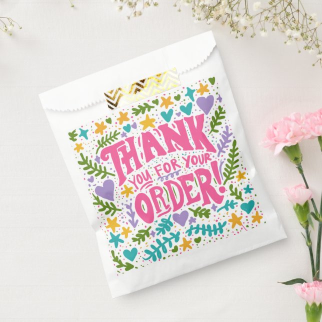 Custom Hand Drawn Thank You for Small Business  Favour Bag (Sealed)