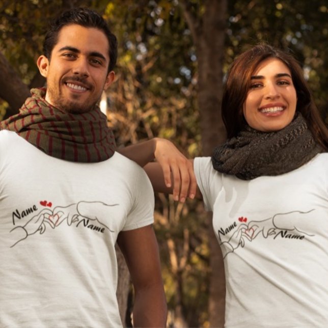 Custom Hand-in-Hand Couple's T-Shirt – Personalise (Creator Uploaded)