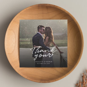 Custom Hand-Lettered Wedding Photo Thank You Card