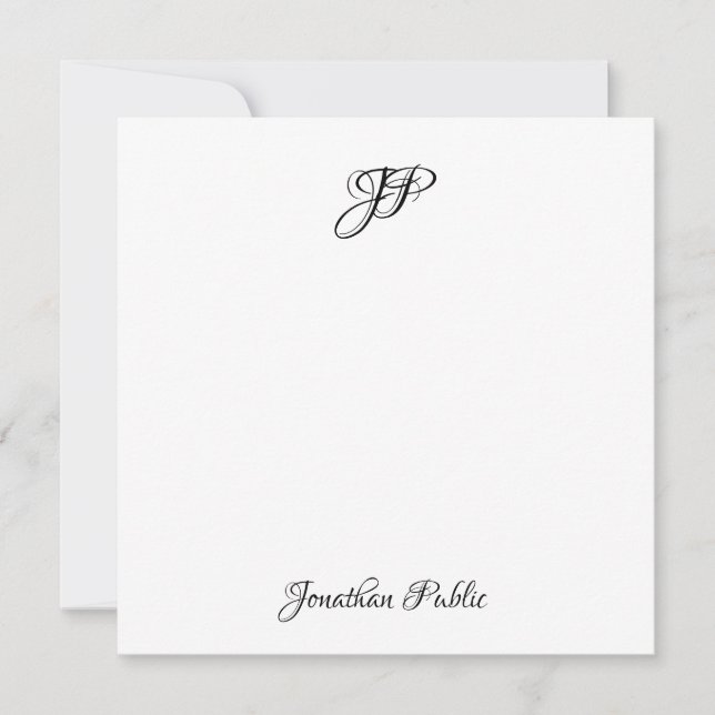 Custom Hand Script Monogram Simple Personalised Card (Front)