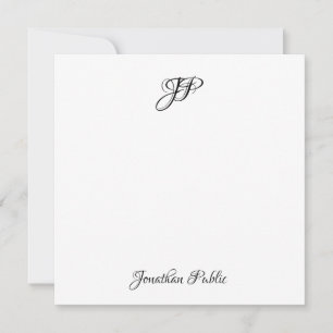 Custom Hand Script Monogram Simple Personalised Card