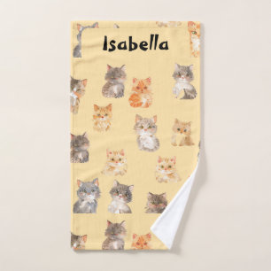 Custom Hand Towel - Funny Cat Pattern