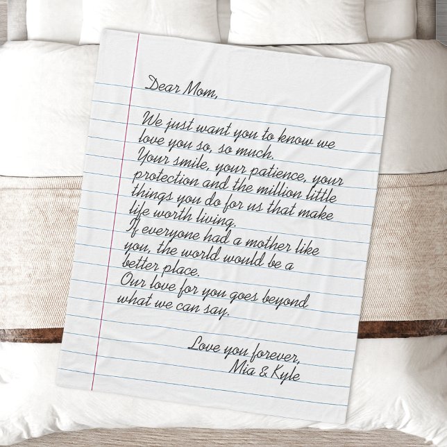 Custom Hand Written Script Letter Love Message Mum Fleece Blanket (Creator Uploaded)