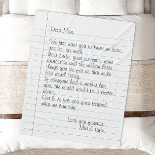 Custom Hand Written Script Letter Love Message Mum Fleece Blanket