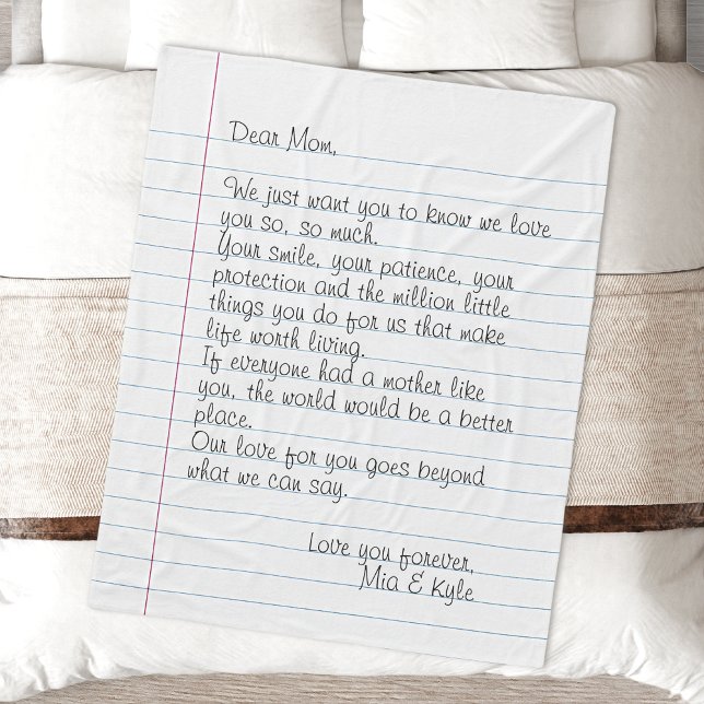 Custom Hand Written Script Letter Love Message Mum Fleece Blanket (Creator Uploaded)