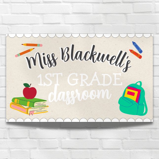 Custom Hand Written Teacher Name Classroom Painted Banner (Decorate your classroom with this custom, create your own teacher banner! )