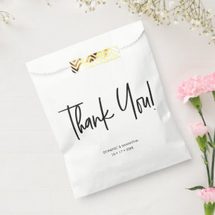 Custom Handlettering Chic Thank You Script Wedding Favour Bag