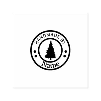 Custom Handmade by Nature Pine Tree Rubber Stamp