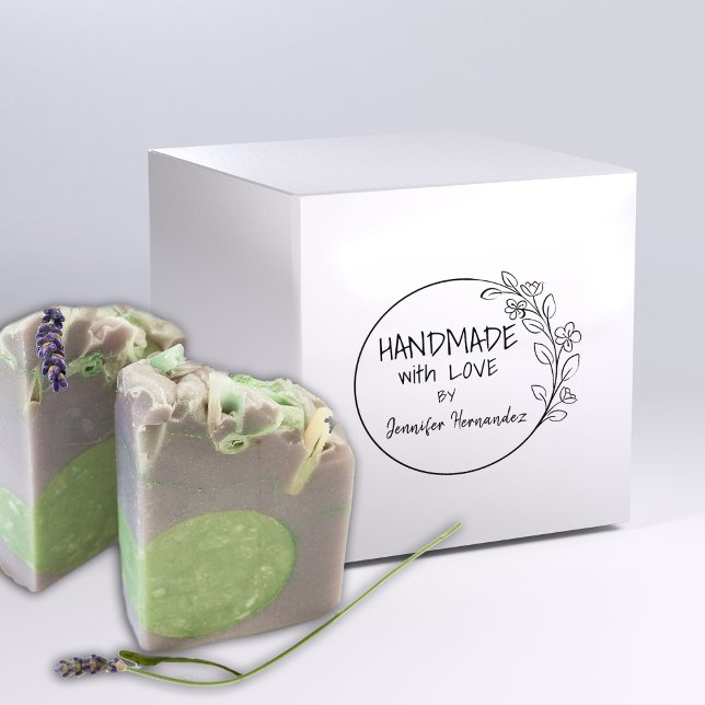 Custom Handmade with love, Floral  Rubber Stamp (Creator Uploaded)