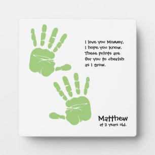 Custom handprint art from child with name, poem plaque