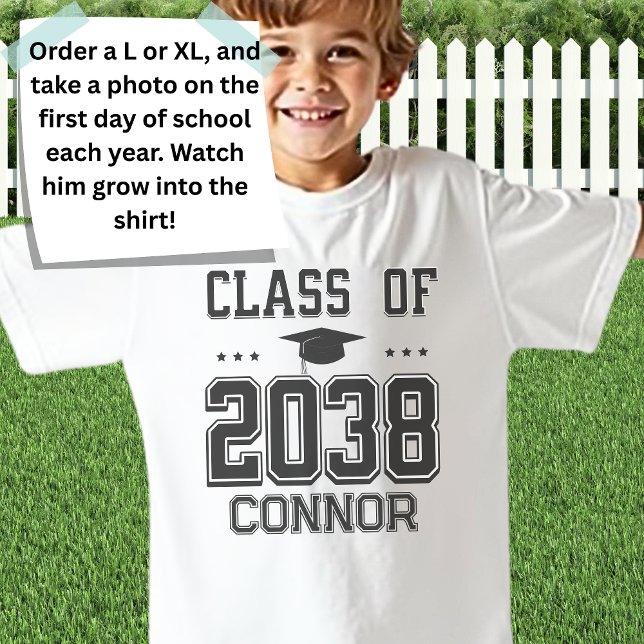 Custom Handprint Class of 2038 First Day of School T-Shirt (Creator Uploaded)