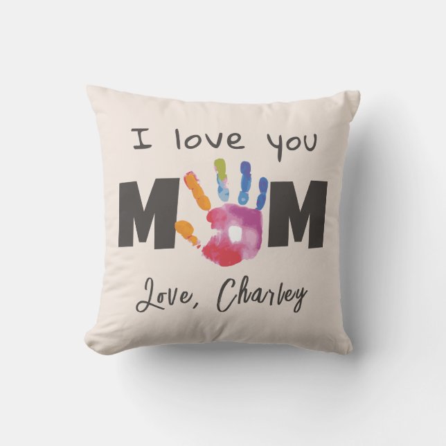 Custom Handprint Love You Mum Cushion (Front)