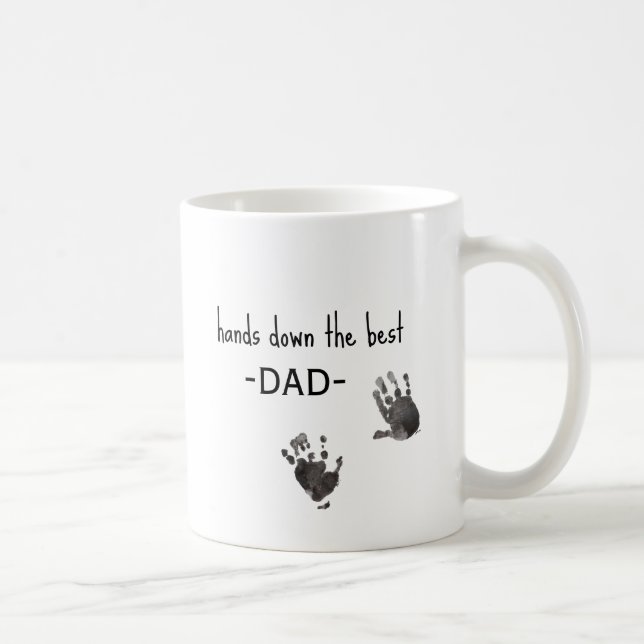 Custom Handprints Photo Best Dad Coffee Mug (Right)