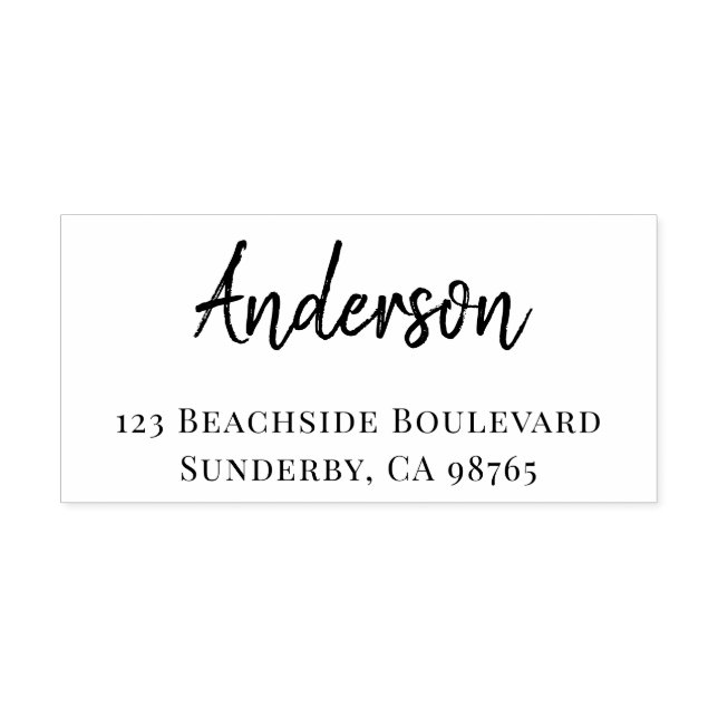 Custom Handwriting Brush Script Name And Address Self-inking Stamp (Design)