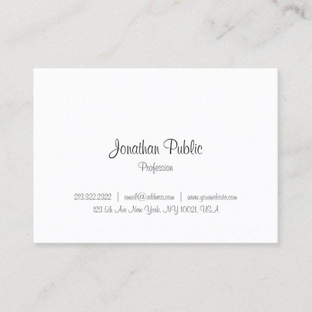 Custom Handwriting Elegant Modern Simple Template Business Card (Front)