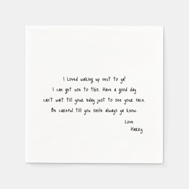 Custom Handwriting Love Note Wedding Napkins (Front)
