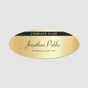 Custom Handwriting Script Glamour Gold Template Name Tag