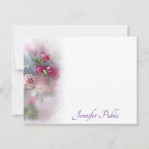 Custom Handwriting Script Name Watercolor Roses Card