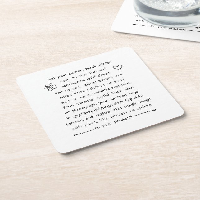 Custom Handwriting Square Paper Coaster (Angled)
