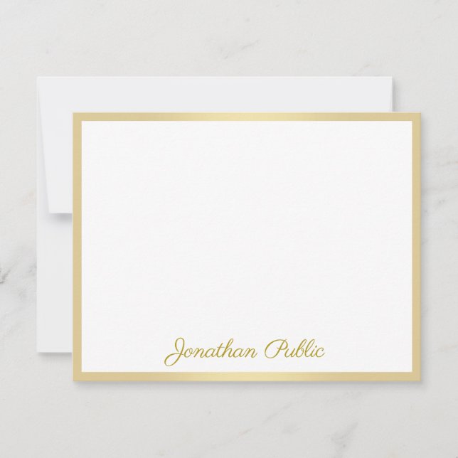 Custom Handwritten Gold Script Text Name Card (Front)