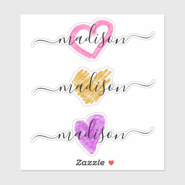 Custom Handwritten Name Monogram Hearts (Sheet)