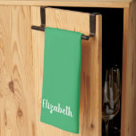 Custom Handwritten Name Sea Green Solid Colour Tea Towel<br><div class="desc">Custom Upload Add Your Monogram Initial Photo or Logo Text Elegant Modern Cute Kitchen & Dining / Table & Kitchen Linens/ Personalised Template Handwritten Name Sea Green Solid Colour Kitchen Towel.</div>