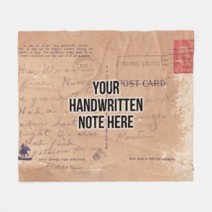 Custom Handwritten  Postcard Sentimental Keepsake Fleece Blanket