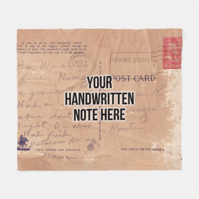 Custom Handwritten  Postcard Sentimental Keepsake Fleece Blanket (Front (Horizontal))