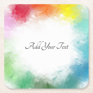 Custom Handwritten Script Colourful Modern Templat Square Paper Coaster