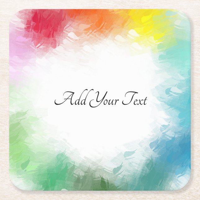 Custom Handwritten Script Colourful Modern Templat Square Paper Coaster (Front)