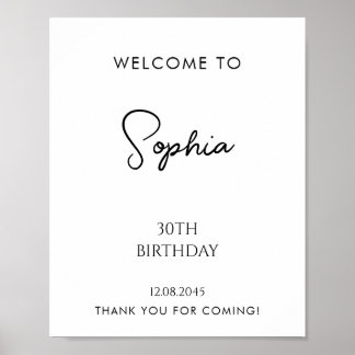 Custom Handwritten Script First Birthday Welcome  Poster