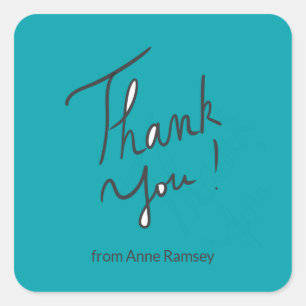 Custom handwritten script minimalist Thank You Square Sticker