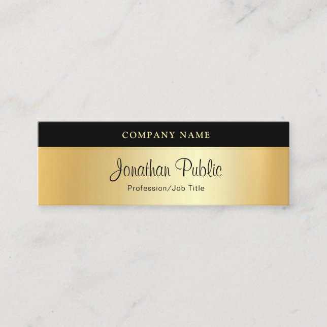 Custom Handwritten Script Modern Elegant Gold Mini Business Card (Front)