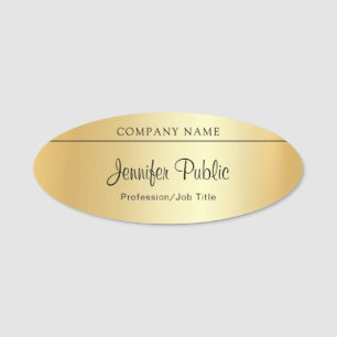 Custom Handwritten Script Modern Elegant Gold Name Tag