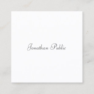 Custom Handwritten Script Modern Elegant Simple Square Business Card