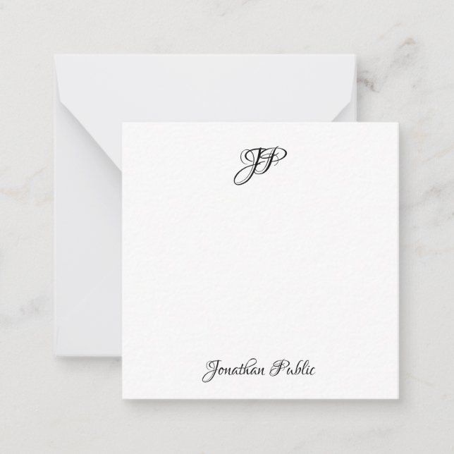 Custom Handwritten Script Monogram Simple Square Card (Front)