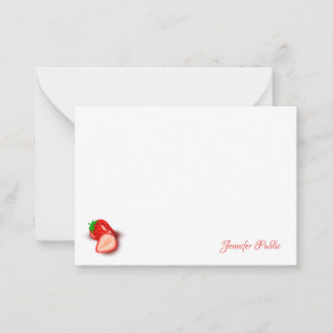 Custom Handwritten Script Monogram Strawberry Card
