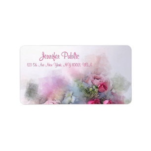 Custom Handwritten Script Watercolor Flowers Label