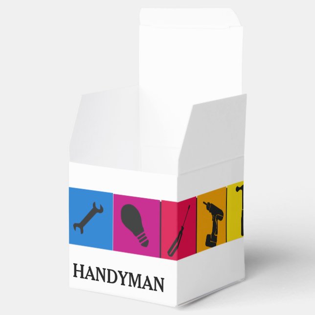 Custom Handyman Coloured Repair Carpenter Tools Favour Box (Opened)
