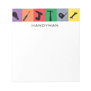 Custom Handyman Cute Drill Hammer Toolbox Tools Notepad