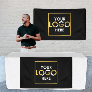 Custom Hanging Banner Sign Business Logo Black