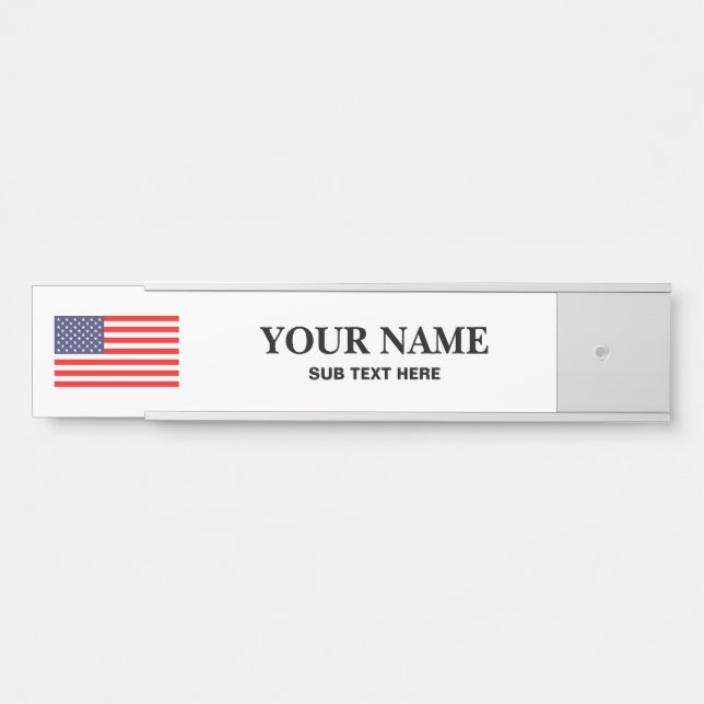 Custom hanging desk name plate with American flag (Front)