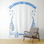 Custom HANUKKAH FAMILY REUNION Photo Backdrop Tapestry<br><div class="desc">Stylish HAPPY HANUKKAH Chanukah photo backdrop,  with CUSTOMIZABLE TEXT. The curved text is CUSTOMIZABLE so you can add your name,  family name or organisation's name. This Hanukkah photo backdrop would be a stylish home decor addition to celebrate Chanukah season. Coordinating gifts and party supplies available. Also in blue.</div>