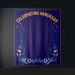 Custom HANUKKAH FAMILY REUNION Photo Backdrop Tapestry<br><div class="desc">Stylish HAPPY HANUKKAH Chanukah photo backdrop,  with CUSTOMIZABLE TEXT. The curved text is CUSTOMIZABLE so you can add your name,  family name or organisation's name. This Hanukkah photo backdrop would be a stylish home decor addition to celebrate Chanukah season. Coordinating gifts and party supplies available.</div>