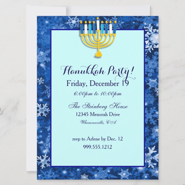 Custom Hanukkah Party Invitations (Front)
