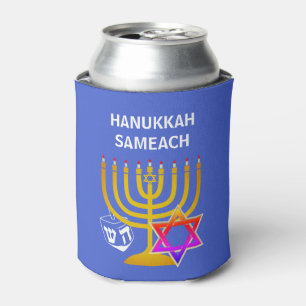 Custom HANUKKAH SAMEACH Can Cooler